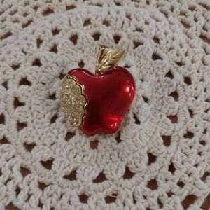 Vintage NAPIER Red Apple Brooch